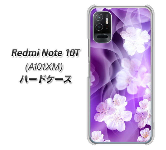 Redmi Note 10T A101XM SoftBank 高画質仕上げ 背面印刷 ハードケース【1211 桜とパープルの風】