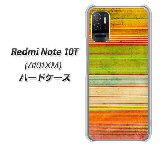 Redmi Note 10T A101XM SoftBank 高画質仕上げ 背面印刷 ハードケース【1324 ビンテージボーダー(色彩)】