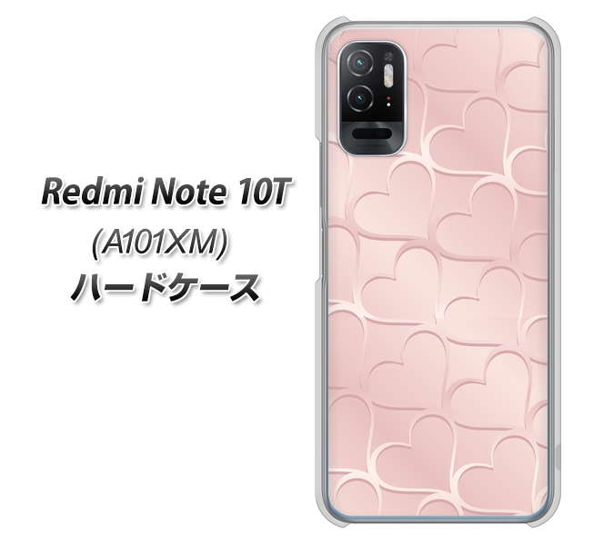 Redmi Note 10T A101XM SoftBank 高画質仕上げ 背面印刷 ハードケース【1340 かくれハート(ローズピンク)】