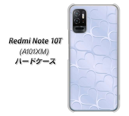 Redmi Note 10T A101XM SoftBank 高画質仕上げ 背面印刷 ハードケース【1341 かくれハート(ライトブルー)】