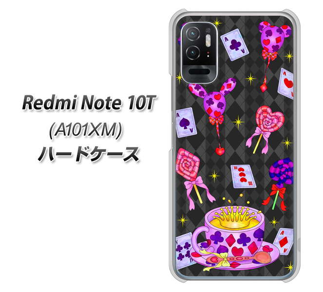 Redmi Note 10T A101XM SoftBank 高画質仕上げ 背面印刷 ハードケース【AG818 トランプティー(黒)】