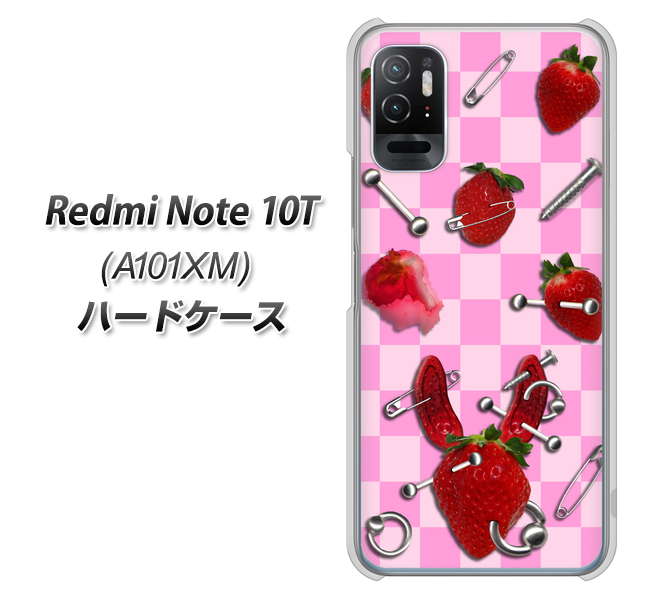 Redmi Note 10T A101XM SoftBank 高画質仕上げ 背面印刷 ハードケース【AG832 苺パンク(ピンク)】