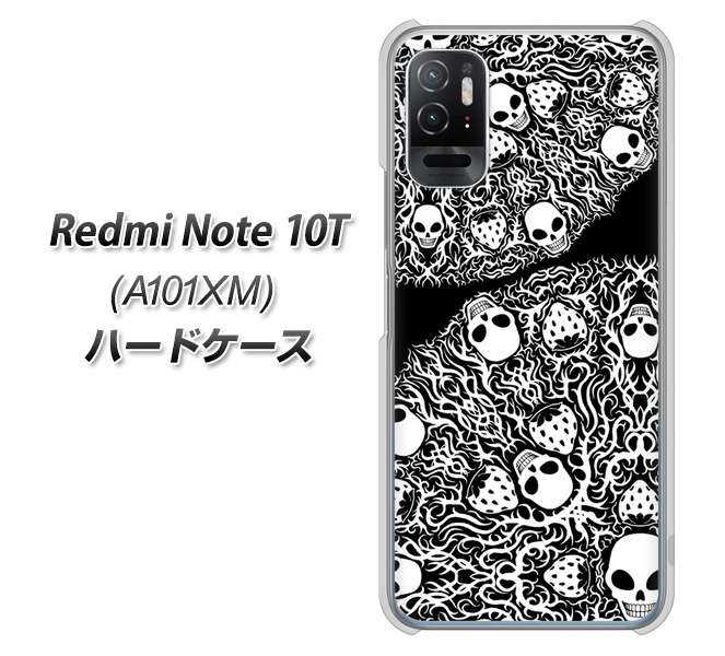 Redmi Note 10T A101XM SoftBank 高画質仕上げ 背面印刷 ハードケース【AG834 苺骸骨曼荼羅(黒)】