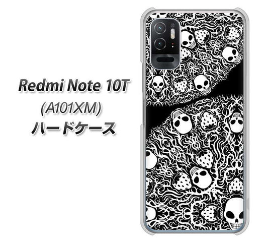 Redmi Note 10T A101XM SoftBank 高画質仕上げ 背面印刷 ハードケース【AG834 苺骸骨曼荼羅(黒)】