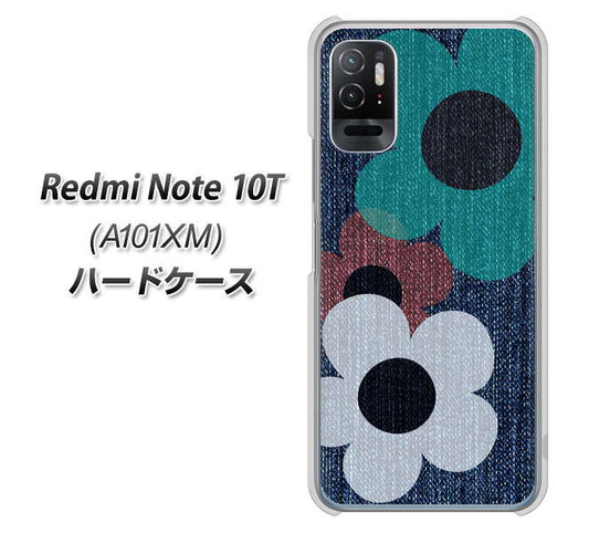 Redmi Note 10T A101XM SoftBank 高画質仕上げ 背面印刷 ハードケース【EK869 ルーズフラワーinデニム風】