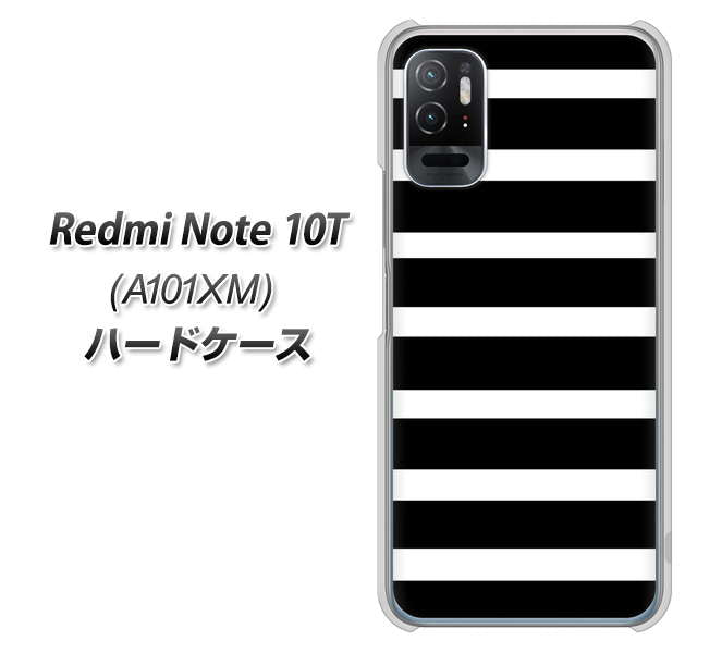 Redmi Note 10T A101XM SoftBank 高画質仕上げ 背面印刷 ハードケース【EK879 ボーダーブラック(L)】