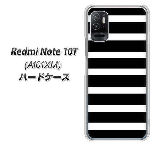 Redmi Note 10T A101XM SoftBank 高画質仕上げ 背面印刷 ハードケース【EK879 ボーダーブラック(L)】