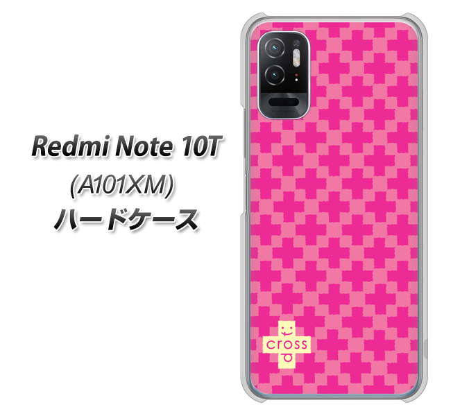 Redmi Note 10T A101XM SoftBank 高画質仕上げ 背面印刷 ハードケース【IB901 クロスドット_ピンク】