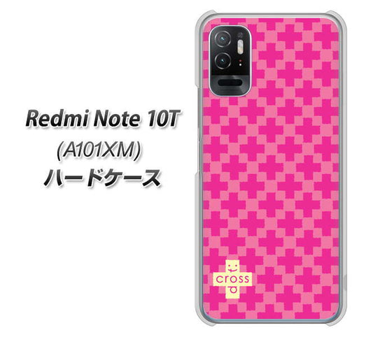 Redmi Note 10T A101XM SoftBank 高画質仕上げ 背面印刷 ハードケース【IB901 クロスドット_ピンク】