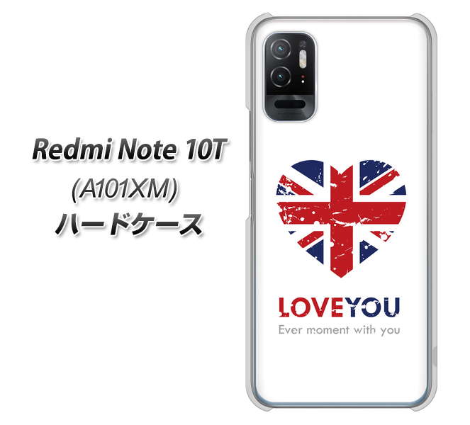 Redmi Note 10T A101XM SoftBank 高画質仕上げ 背面印刷 ハードケース【SC803 ユニオンジャック ハートビンテージ】