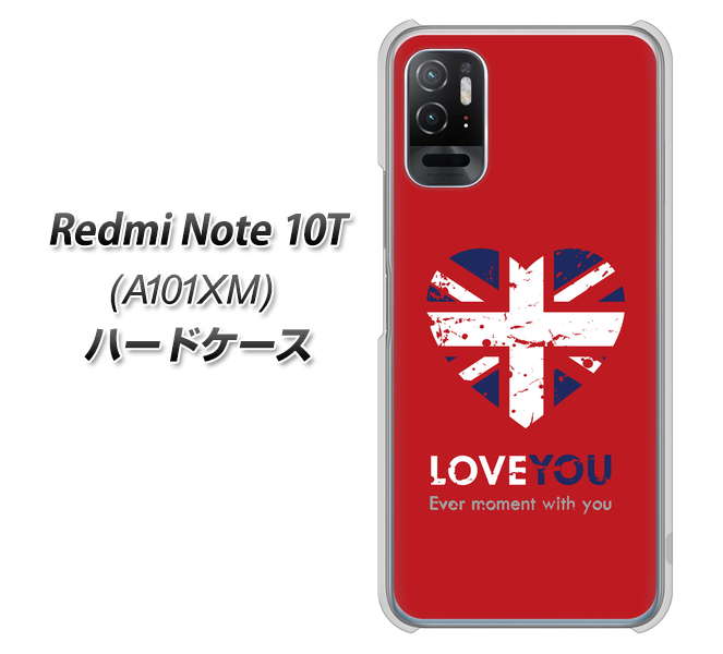 Redmi Note 10T A101XM SoftBank 高画質仕上げ 背面印刷 ハードケース【SC804 ユニオンジャック ハートビンテージレッド】