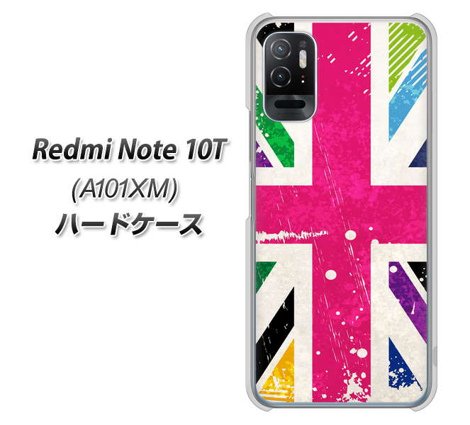 Redmi Note 10T A101XM SoftBank 高画質仕上げ 背面印刷 ハードケース【SC806 ユニオンジャック ピンクビンテージ】