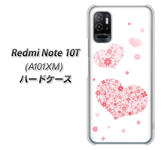Redmi Note 10T A101XM SoftBank 高画質仕上げ 背面印刷 ハードケース【SC824 ピンクのハート】
