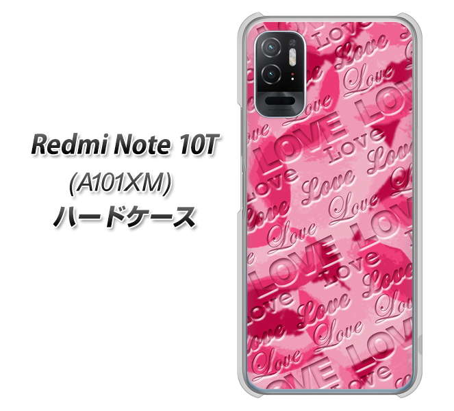 Redmi Note 10T A101XM SoftBank 高画質仕上げ 背面印刷 ハードケース【SC845 フラワーヴェルニLOVE濃いピンク(ローズアンディアン)】