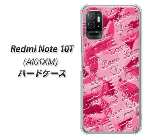 Redmi Note 10T A101XM SoftBank 高画質仕上げ 背面印刷 ハードケース【SC845 フラワーヴェルニLOVE濃いピンク（ローズアンディアン）】
