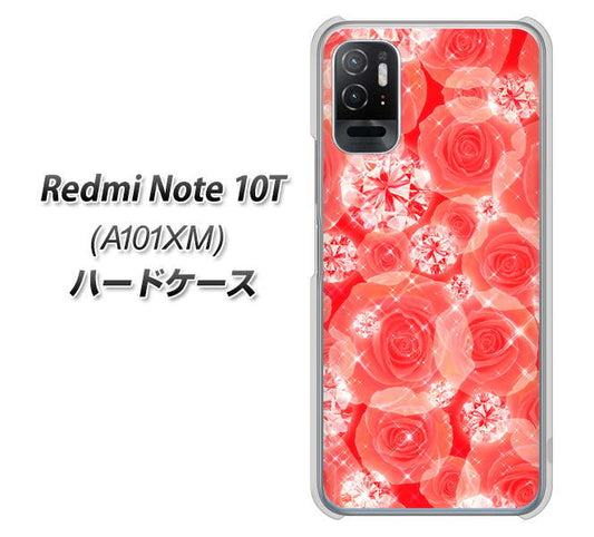 Redmi Note 10T A101XM SoftBank 高画質仕上げ 背面印刷 ハードケース【VA816 ダイヤモンドとバラ】