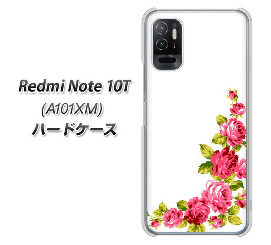 Redmi Note 10T A101XM SoftBank 高画質仕上げ 背面印刷 ハードケース【VA825 バラのフレーム(白)】