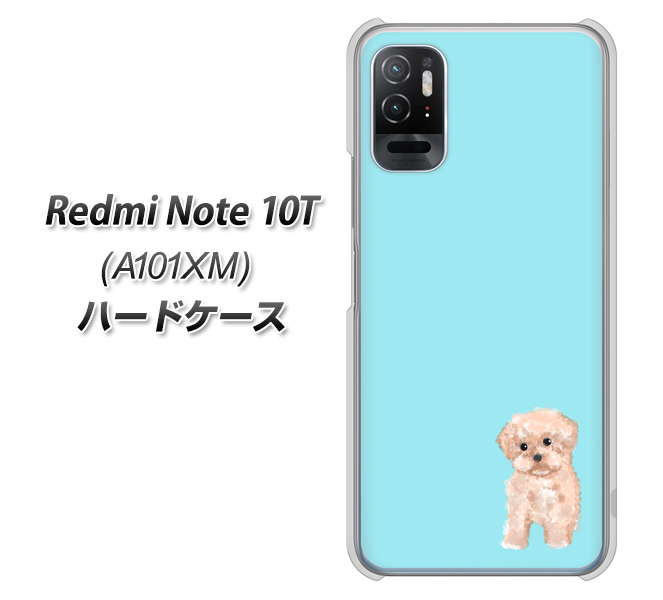 Redmi Note 10T A101XM SoftBank 高画質仕上げ 背面印刷 ハードケース【YJ062 トイプードルアプリコット(ブルー)】