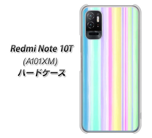 Redmi Note 10T A101XM SoftBank 高画質仕上げ 背面印刷 ハードケース【YJ313 ストライプ レインボー】