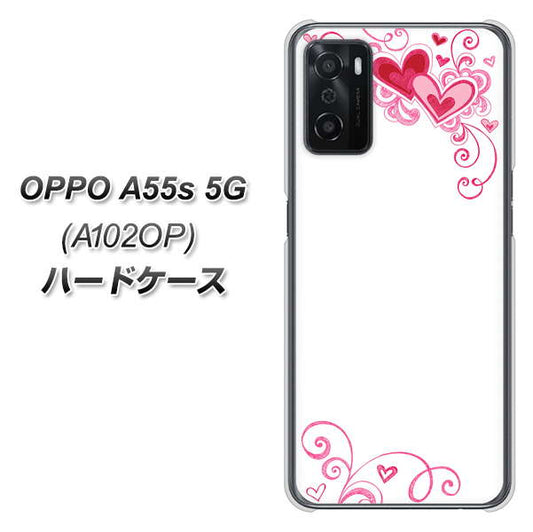 OPPO A55s 5G A102OP SoftBank 高画質仕上げ 背面印刷 ハードケース【365 ハートフレーム】