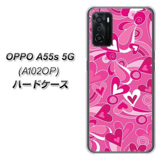 OPPO A55s 5G A102OP SoftBank 高画質仕上げ 背面印刷 ハードケース【383 ピンクのハート】