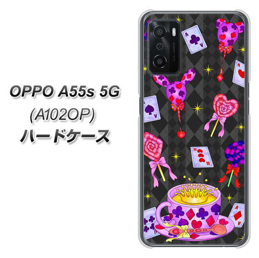 OPPO A55s 5G A102OP SoftBank 高画質仕上げ 背面印刷 ハードケース【AG818 トランプティー(黒)】