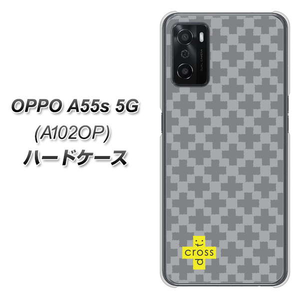 OPPO A55s 5G A102OP SoftBank 高画質仕上げ 背面印刷 ハードケース【IB900 クロスドット_グレー】