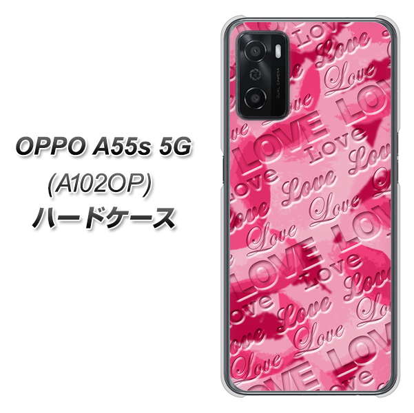 OPPO A55s 5G A102OP SoftBank 高画質仕上げ 背面印刷 ハードケース【SC845 フラワーヴェルニLOVE濃いピンク(ローズアンディアン)】