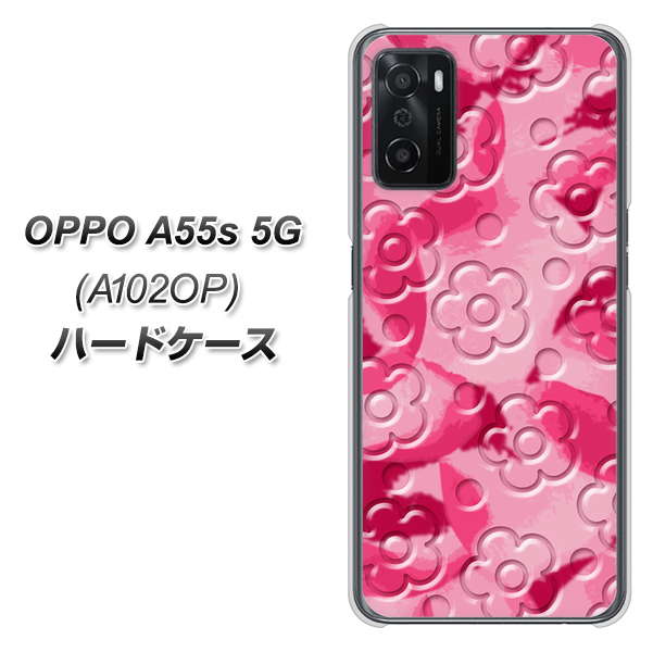OPPO A55s 5G A102OP SoftBank 高画質仕上げ 背面印刷 ハードケース【SC847 フラワーヴェルニ花濃いピンク(ローズアンディアン)】