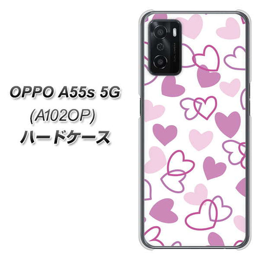 OPPO A55s 5G A102OP SoftBank 高画質仕上げ 背面印刷 ハードケース【VA928 ハートがいっぱい パープル】