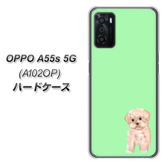 OPPO A55s 5G A102OP SoftBank 高画質仕上げ 背面印刷 ハードケース【YJ063 トイプードルアプリコット(グリーン)】