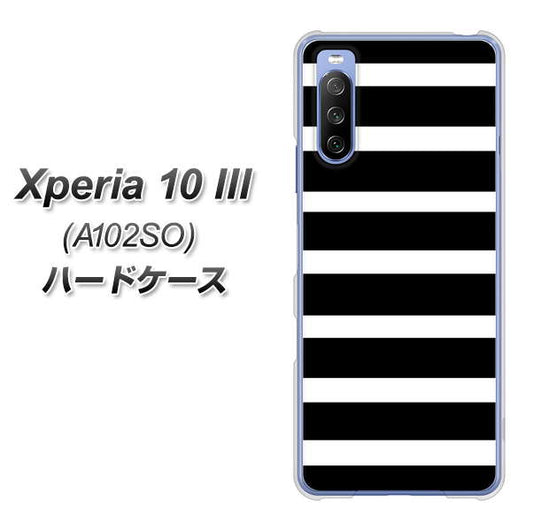 Y!mobile エクスペリア10 III A102SO 高画質仕上げ 背面印刷 ハードケース【EK879 ボーダーブラック(L)】