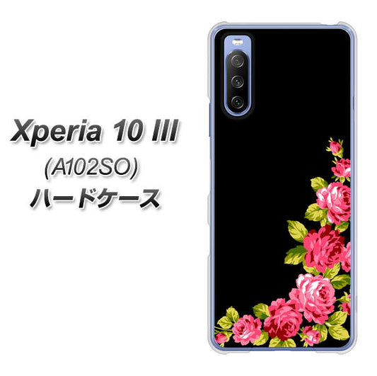 Y!mobile エクスペリア10 III A102SO 高画質仕上げ 背面印刷 ハードケース【VA826 バラのフレーム(黒)】