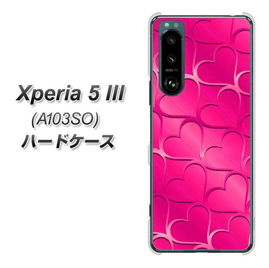 Xperia 5 III A103SO SoftBank 高画質仕上げ 背面印刷 ハードケース【1347 かくれハート(ショッキングピンク)】