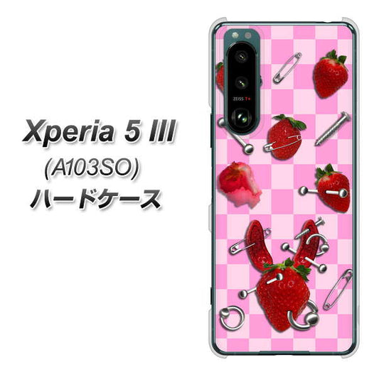 Xperia 5 III A103SO SoftBank 高画質仕上げ 背面印刷 ハードケース【AG832 苺パンク（ピンク）】