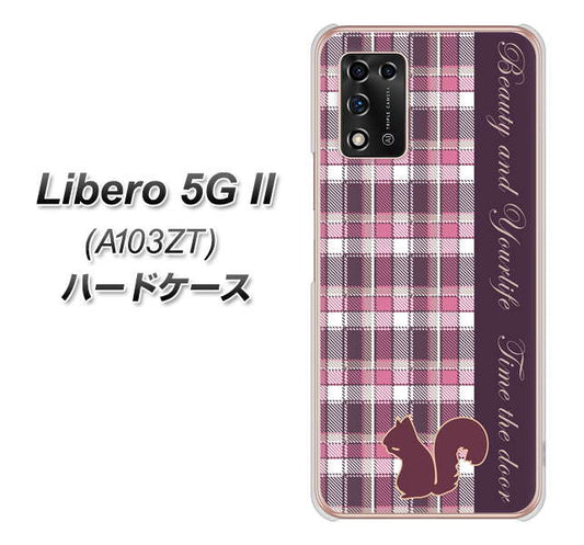 Libero 5G II A103ZT Y!mobile 高画質仕上げ 背面印刷 ハードケース【519 チェック柄にリス】