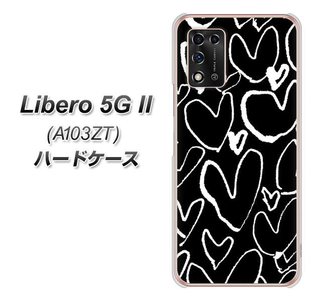 Libero 5G II A103ZT Y!mobile 高画質仕上げ 背面印刷 ハードケース【1124 ハート BK&WH】