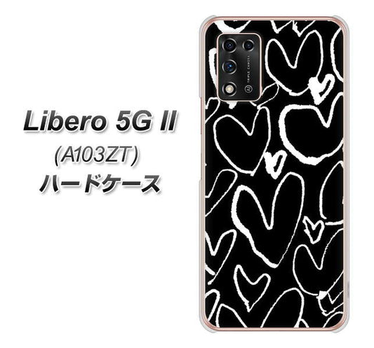 Libero 5G II A103ZT Y!mobile 高画質仕上げ 背面印刷 ハードケース【1124 ハート BK&WH】