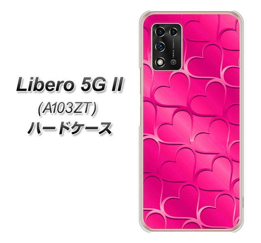 Libero 5G II A103ZT Y!mobile 高画質仕上げ 背面印刷 ハードケース【1347 かくれハート(ショッキングピンク)】