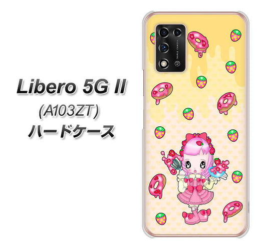 Libero 5G II A103ZT Y!mobile 高画質仕上げ 背面印刷 ハードケース【AG815 ストロベリードーナツ（水玉黄）】