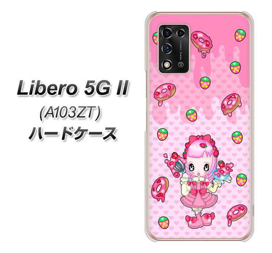 Libero 5G II A103ZT Y!mobile 高画質仕上げ 背面印刷 ハードケース【AG816 ストロベリードーナツ(水玉ピンク)】
