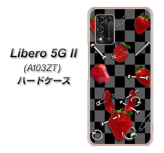 Libero 5G II A103ZT Y!mobile 高画質仕上げ 背面印刷 ハードケース【AG833 苺パンク(黒)】