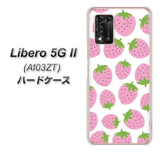 Libero 5G II A103ZT Y!mobile 高画質仕上げ 背面印刷 ハードケース【SC809 小さいイチゴ模様 ピンク】