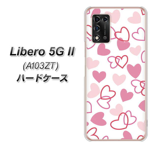 Libero 5G II A103ZT Y!mobile 高画質仕上げ 背面印刷 ハードケース【VA929 ハートがいっぱい ピンク】