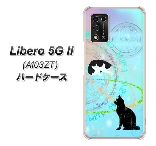 Libero 5G II A103ZT Y!mobile 高画質仕上げ 背面印刷 ハードケース【YJ329 魔法陣猫 キラキラ パステル】
