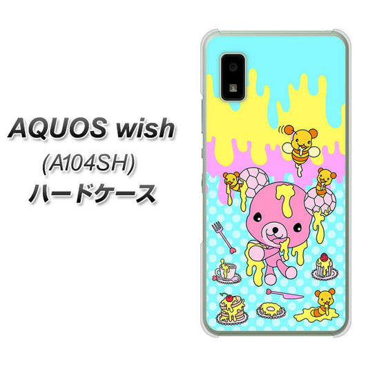 AQUOS wish A104SH Y!mobile 高画質仕上げ 背面印刷 ハードケース【AG821 ハニベア（水玉水色）】