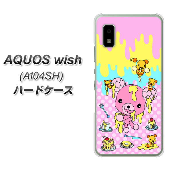 AQUOS wish A104SH Y!mobile 高画質仕上げ 背面印刷 ハードケース【AG822 ハニベア(水玉ピンク)】