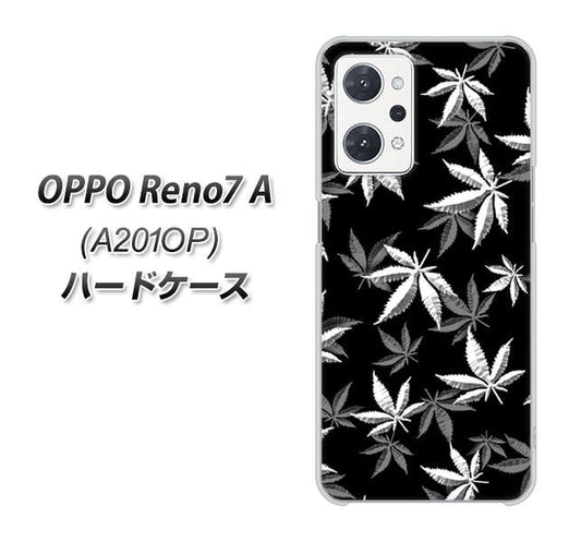 OPPO Reno7 A A201OP Y!mobile 高画質仕上げ 背面印刷 ハードケース【064 モノトーン大麻ブラック】