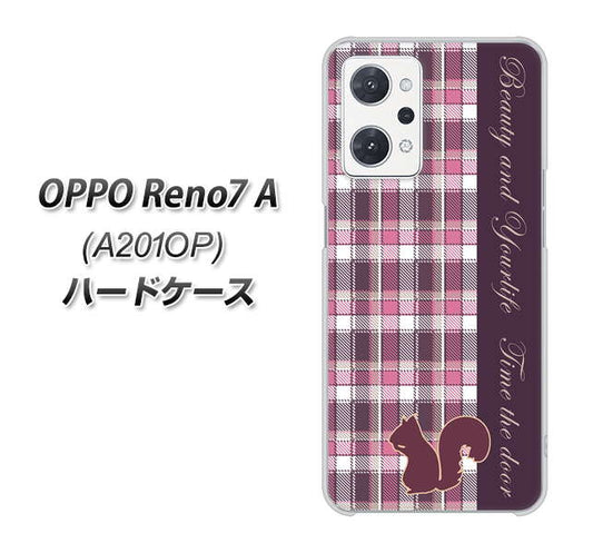 OPPO Reno7 A A201OP Y!mobile 高画質仕上げ 背面印刷 ハードケース【519 チェック柄にリス】