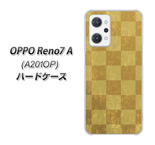 OPPO Reno7 A A201OP Y!mobile 高画質仕上げ 背面印刷 ハードケース【619 市松模様—金(骨董風に傷んだイメージ)】
